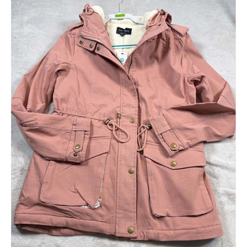 NWT Eden Society Pink Hooded Fleece Lined Utility Jacket Stitch Fix Size Medium